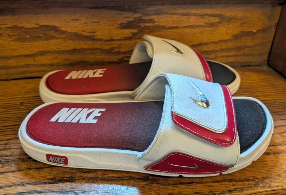 Nike Comfort Slide Red Black White Memory Foam Sandals 415205- 106 Men's US 12
